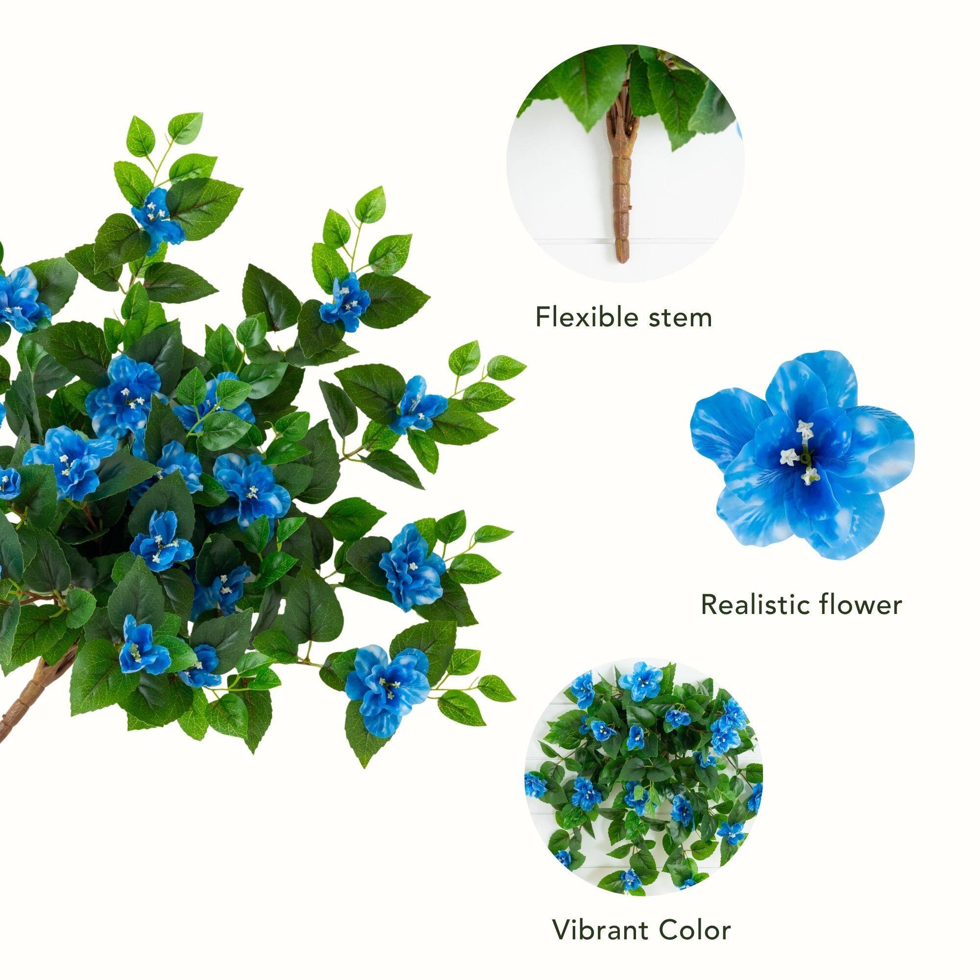24" UV Resistant Artificial Azalea Hanging Plants